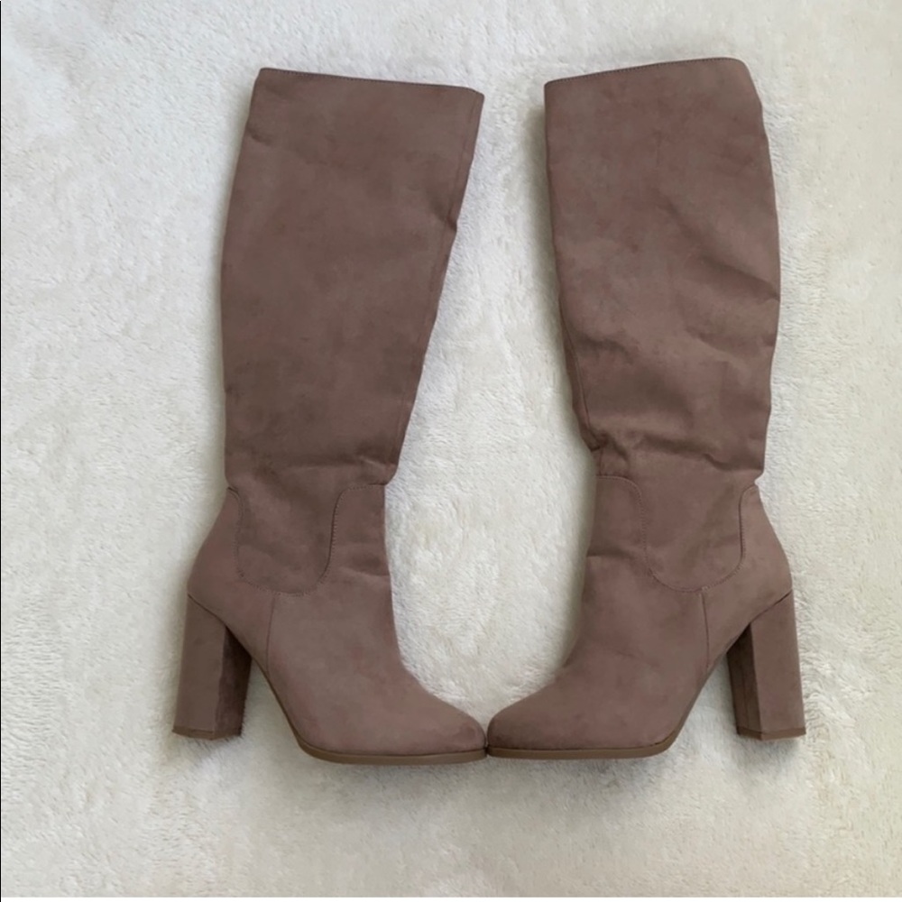 Madden Girl Klash Tan Knee Heeled Boots Size 7